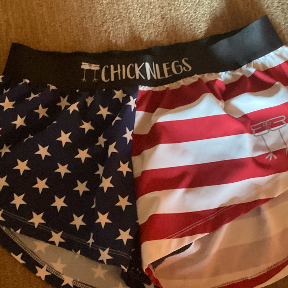 chicken legs America flag shorts